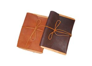 Large Leather Envelope Wood Sided - Tie