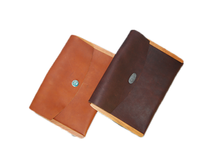 Large Leather Envelope Wood Sided - Button